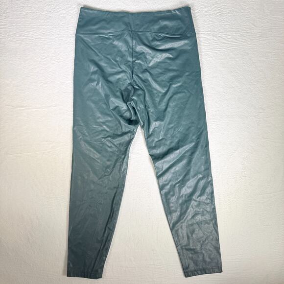 Boston Proper Womens Pants Green Large High Rise Ankle Faux Leather Edgy Glam - Picture 3 of 7